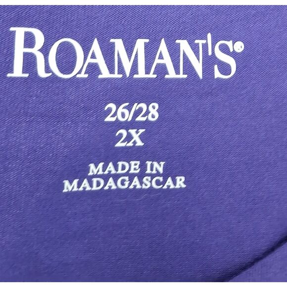 Roaman's womens plus 2X top purple boat neck tunic rayon spandex 26/28 - Picture 6 of 10